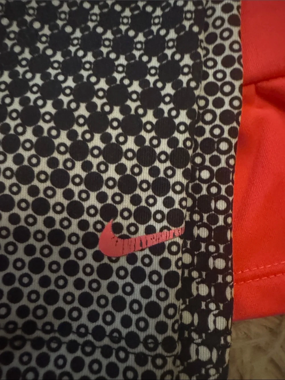 Nike Coral Zip Peplum Jacket with Black-White Gradient Leggings